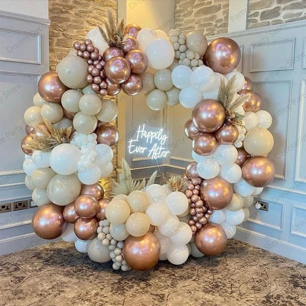 Décoration de fête 109 pièces sable blanc Rose or ballon guirlande arc ballon mariage bébé douche ballons décorations d'anniversaire