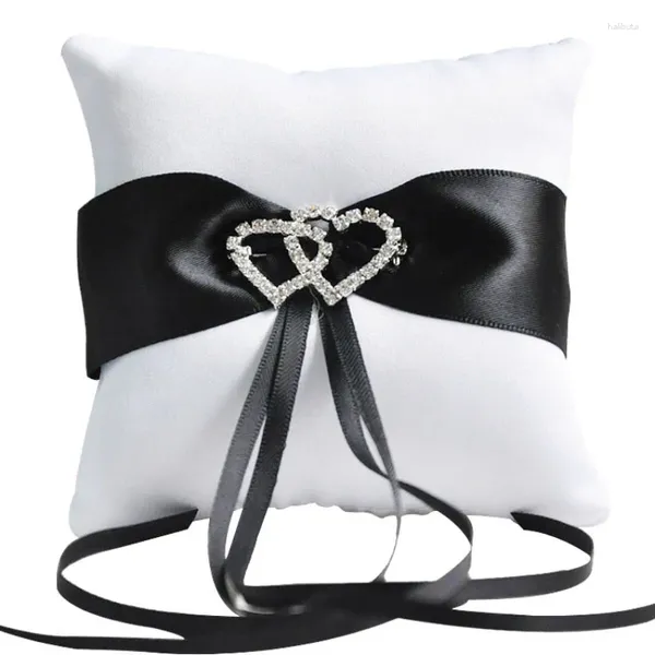 Decoración de fiesta 10 cm 15 cm 20 cm Flor negra Anillo de bodas Almohada Ajuste de encaje Bolsillo Cojín de perlas