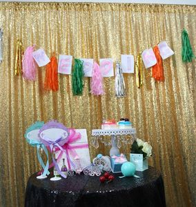 Party Decoratie 10ft x Rose Gold Dikke Paillin Fabric Fabric Po Backdrop Wedding Achtergrond