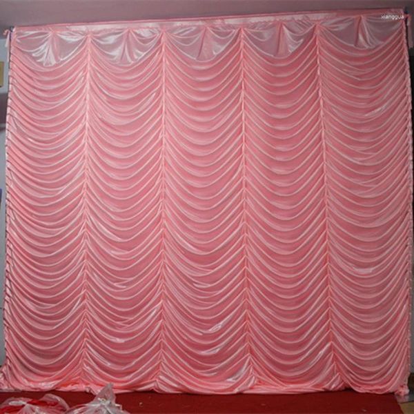 Décoration de fête 10ftx10ft rose glace soie Polyester toile de fond de mariage rideau scène fond événement décors vague panneau mural