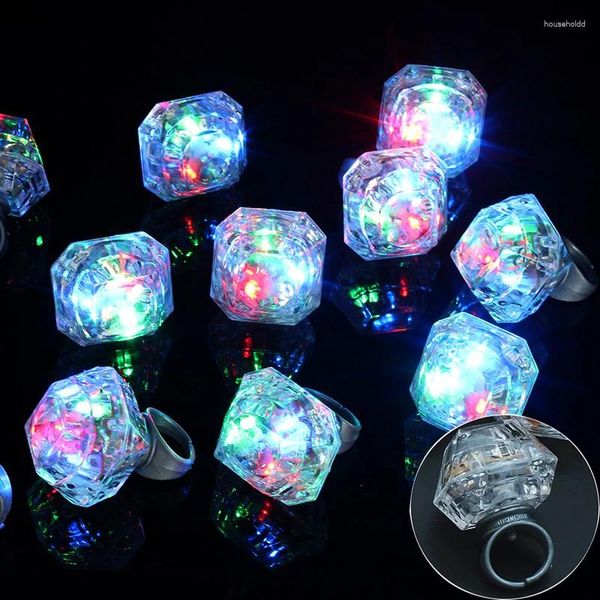 Decoración de fiesta 10 unid LED anillos de luz brillante diamante creativo neón intermitente resplandor anillo boda cumpleaños niños regalo juguete festival favores