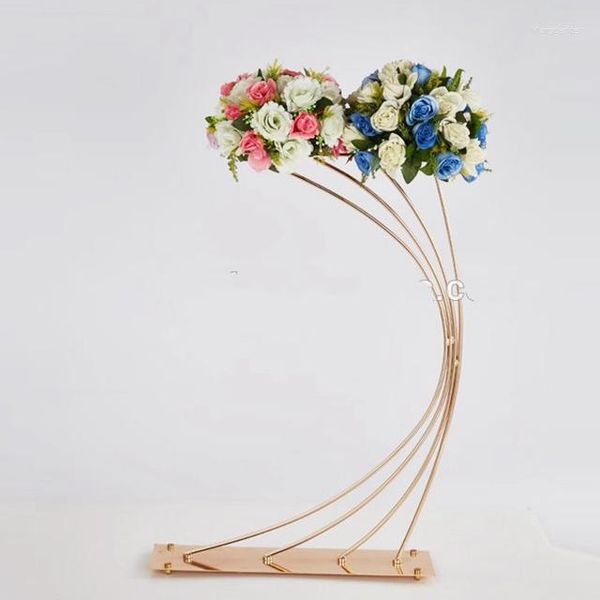 Decoración de fiesta, 10 piezas, venta al por mayor, boda, dorado, alto, soporte de flores, centros de mesa, flores de Metal grandes modernas para Weddin Udao2013