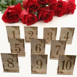 Décoration de fête 10 pièces 1-10 numéros panneaux en bois Table de mariage numéro signe siège fiançailles