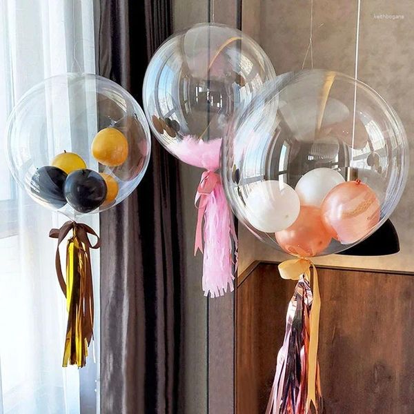 Décoration de fête 10pcs 12/12/18/20/24 pouces Lumineux Transparent Bobo Bubble Ballons Décorations d'anniversaire de mariage de Noël Balloons d'hélium