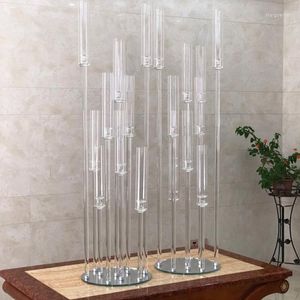 Décoration de fête 10pcs) 10 têtes de haut cristal tube acrylique bâtons de bougie candélabres pour table de mariage centres de table titulaire Dao146