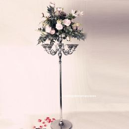 Décoration de fête 10 pièces) 120 cm de haut) vente en gros élégant sol en plomb de route mariage candélabre Vase à fleurs Weding TB3065