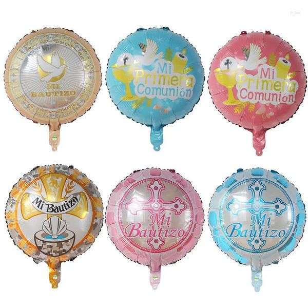 Décoration de fête 10pcs 18inch rond espagnol baptême du baptême ouest thème de baby shower foil balloons kidons toys air globos