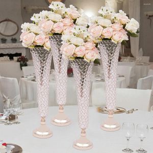 Partydecoratie 10 stcs) 60 cm tot 90 cm) kristallen trompet bloemenvaas bruiloft bloemstandaard voor tafel middelpunt goud 443