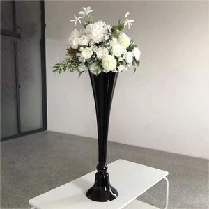 Décoration de fête 10pcs) 65 cm / 120 cm) Custom 80cm -100cm de haut vase à tige de métal noir pour la pièce maîtresse de table de mariage