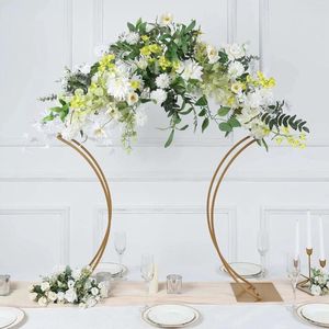 Décoration de fête 10pcs 80cm Tallgold Metal Floral Arch Frame Table de mariage Poix maîtresse avec conception courbée grande affichage ou accessoire d'allée