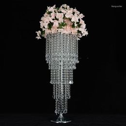 Décoration de fête 10 pièces) lustre en acrylique support de fleurs centres de table Vase de mariage événement Table pièce maîtresse décor route plomb