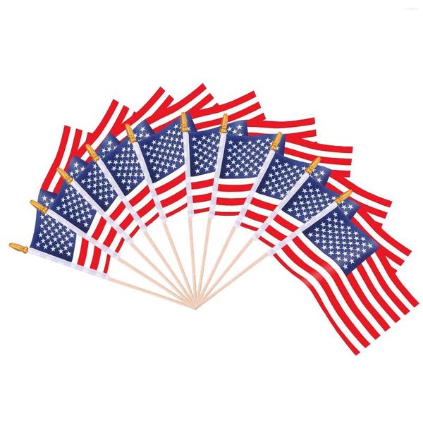 Décoration de fête 10 pièces drapeaux américains agités à la main petit sur bâton Mini drapeau Durable avec conception supérieure sûre pour