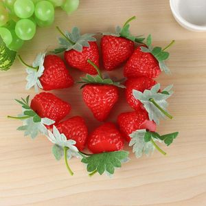 Décoration de fête 10 pièces fruits artificiels fraise plastique Simulation ornement artisanat photographie accessoires noël décor à la maison