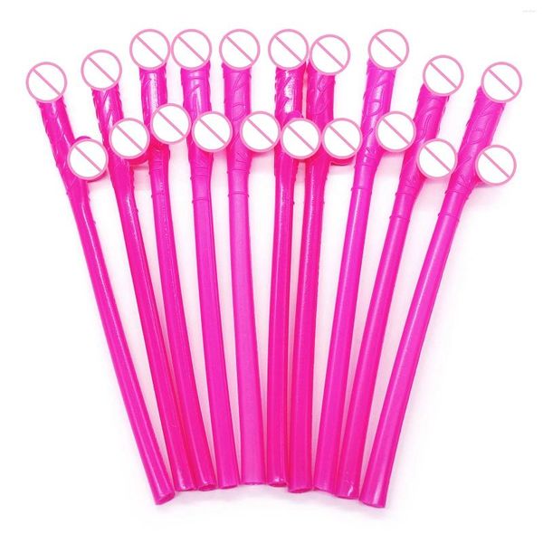 Décoration de fête 10pcs Bachelorette Pénis Pailles En Plastique Nouveauté Nude Dick Boisson Paille Pour Poule Nuit Bar Décor De Mariage Équipe Mariée Fournitures