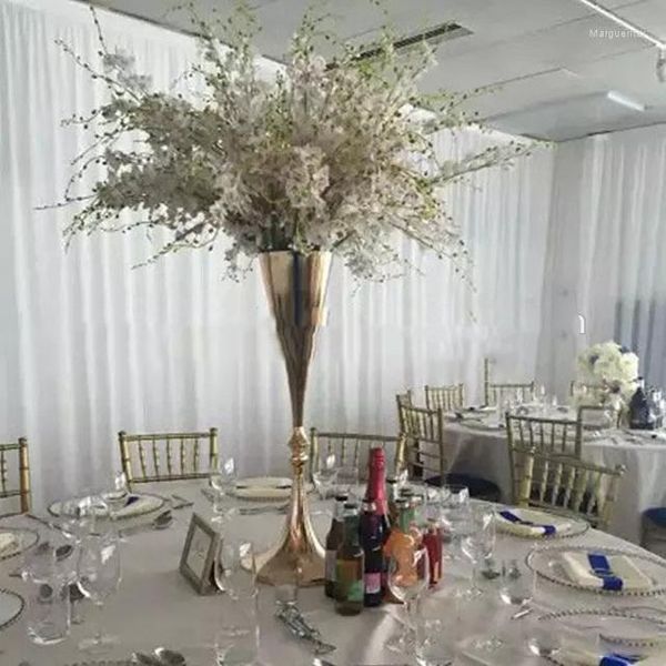 Décoration de fête 10 pièces) c grand Vase à fleurs mariage décoratif or métal centres de table trompette Vases Yudao1293