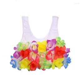 Decoración de fiestas 10pcs colorido sujetador de flores hawaii floral niño camisoles adultos hula playa boda de cumpleaños tropical