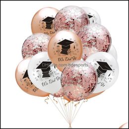 Decoración de fiesta 10 piezas Confeti Bachelor Cap Globos Decoraciones de graduación Látex Felicitación Graduado Boda Cumpleaños D Bdesports Dhjeu