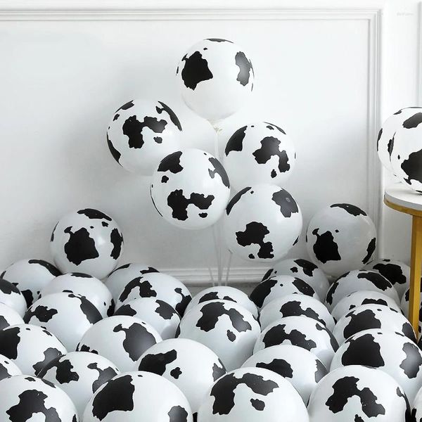 Décoration de fête 10pcs Ballons à thème animal de la ferme Boule blanc imprimé de vache imprimé en latex ballon Hélium Boules d'anniversaire décorations