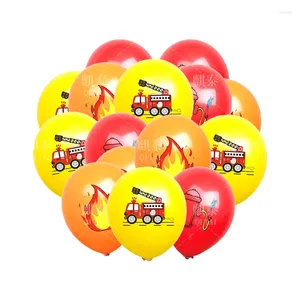 Décoration de fête 10pcs Balloons d'anniversaire de camion de pompiers pour enfants DÉCORS DE RESCUE DÉCOR