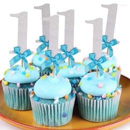 Feestdecoratie 10 stks eerste gelukkige verjaardag glitterpapier 1 cupcake toppers mijn 1e decoraties kinderen een jaar oude babyjongen meisje benodigdheden