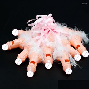 Décoration de fête 10pcs Funnying Sifflet Poule Sifflant Cock Appel Pénis Nu Modélisation Avec Plume Oiseau Bachelorette Drop Livraison Dhpxf