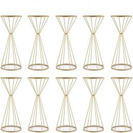 Decoración de fiesta 10 unids Gold White Flower Stand 70 cm 50 cm Metal Road Lead Wedding Centerpiece Flowers Rack para Event319x