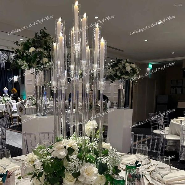 Decoración de fiestas 10pcs) oro/blanco/astilla) boda acrílico acrílico soporte de velas de la vela para la decoración de la boda 453