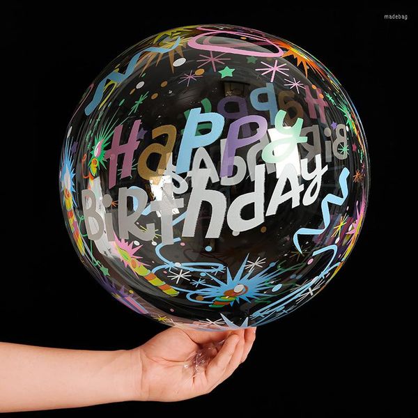 Décoration de fête 10 pièces joyeux anniversaire imprimé Bobo Ballons bébé douche Ballons Transparent clair ballon pour décor de mariage