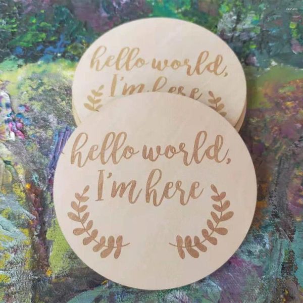 Décoration de fête 10pcs Hello World Birth Annoncement Wood Milestone Picture Proping Born Baby Show Gift