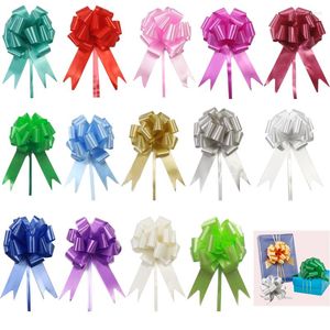 Feestdecoratie 10 stks grote lint pull bows cadeau knoop boog met decor