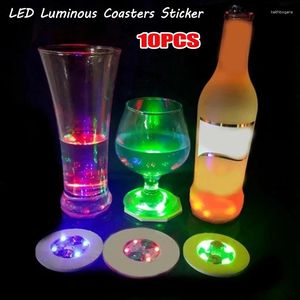 Feestdecoratie 10 stks LED batterij Power Luminous Coasters Sticker Likeur fles Drinkglas Cup Mat Club Bar Decor Light