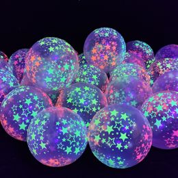 Feestdecoratie 10 stks/partij 12 inch UV Neon Glow Latex Ballonnen Ster Fluorescerende Lichtgevende Helium Blacklight Verjaardag Decor Supplies 230920