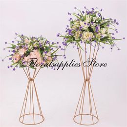 Decoração de festa 10 PÇS LOTE Suporte de flor de ouro 50 70 cm de altura Metal Estrada Chumbo Centro de mesa Casamento Vasos de flores para eventos Home221d