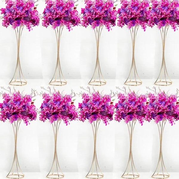 Décoration de fête 10pcs / lots Vases Gold Flower Stand Metal T Road Road Wedding Mariage Centroce Flowers Rack pour l'événement