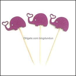 Feestdecoratie 10 stks Mooie olifant cupcake toppers bakplugin aankleden verjaardagstaart decor bruiloftspoeds dbc drop levering dhsyt