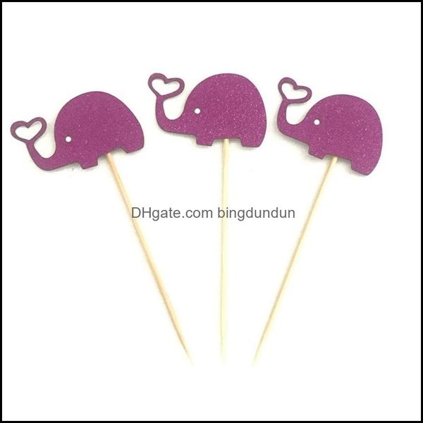 Décoration de fête 10pcs Belle Elephant Cupcake Toppers Cuisson Plugin Dress Up Gâteau d'anniversaire Décor Fournitures de mariage DBC Drop Livraison DHSYT