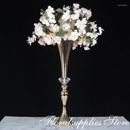 Feestdecoratie 10 stks luxe bloem vaas bruiloft goud vazen ​​kristallen middelpunt tafet trompet evenement benodigdheden