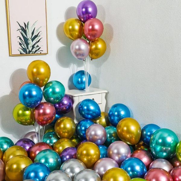 Décoration de fête 10 pièces ballons en latex en métal noël bébé douche mariage Halloween année boule forme décorations d'anniversaire