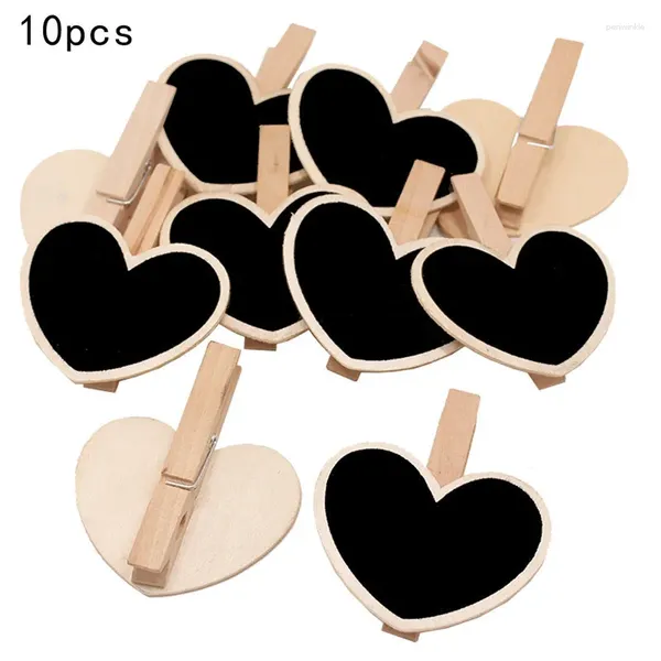 Décoration de fête 10pcs Mini Blackboard Clips en bois coeur carter de table de paperis