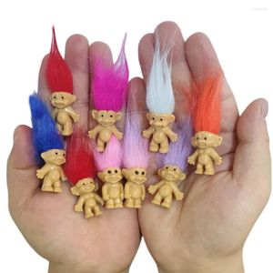 Décoration de fête 10pcs Mini Bonne Chance Troll Poupées PVC Vintage Trolls Chanceux Poupée Figurines Mignon Petits Gars Collection École Faveurs