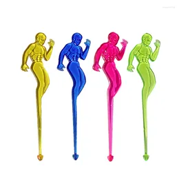 Décoration de fête 10pcs Muscle Man Plastique Night-Club Cocktail Swizzle Sticks Vin Thé Boisson Agitateur Café Muddler Puddler