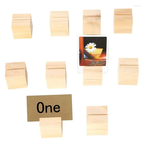 Décoration de fête 10pcs Numéros de bois naturel PO Affichage du support de la carte de visite Nom du message Message Clips Mémo Office Office Office Organisateur Dîner