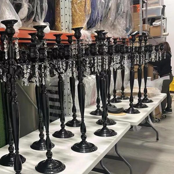 Décoration de fête 10pcs) Pas de tasse supérieure) Candlers de bougeoir noir Candelabra 5 Arms Metal Candlestick Table Dorative Table Centres Mariage