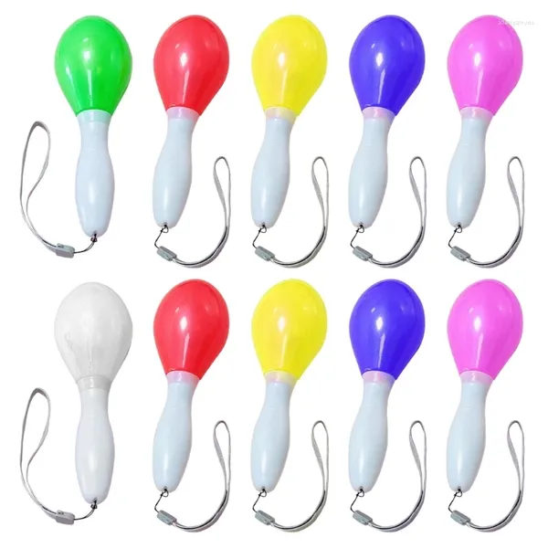 Décoration de fête 10pcs / pack Sable de sable brillant jouet à main les mets de main maracas flasque des faveurs d'anniversaire de lampe légère (couleur aléatoire)