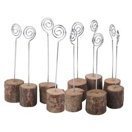 Décoration de fête 10 pièces rustique en bois Po Clip mémo nom carte support de Base cadre photo Table numéro support mariage fournitures fête