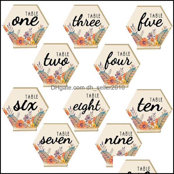 Décoration de fête 10 Pcs Carte De Siège En Bois Numérique Anglais Alphabet Table Artisanat Ornement Pour Mariage Vintage Suppliesparty Drop Del Dhex2