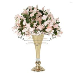 Décoration de fête 10 pièces brillant or mariage fleur Vases Table pièce maîtresse métal argent trompette pour événement à la maison