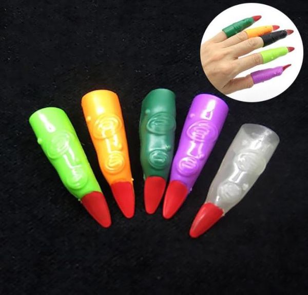 Decoración de fiestas 10pcs simulación falsos dedos muticolor halloween cosplay vampiro fantasma monstruo uñas zombie juguetes 1065593