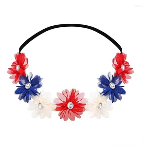 Party Decoratie 10 -st rek Rood wit blauw 4 juli Flower Wrans Crown Crystal Headband Haarband voor Independence Day Christmas