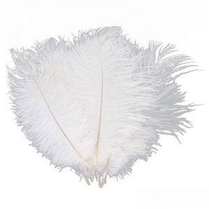 Decoración de fiesta 10 piezas Pluma de plumas de avestruz blanca 20-25 cm para decoración de pieza central Suministro de entrega feativa Hogar Jardín Festivo Su Dh6Nm